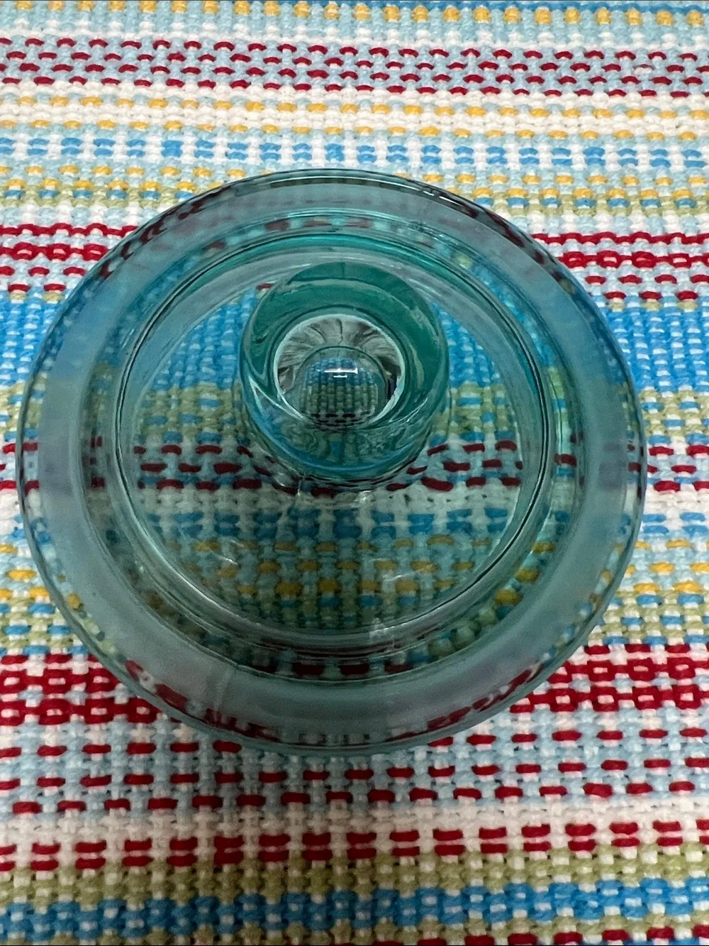 The Pioneer Woman “Cassie” glass Embossed Teal canister, large-80oz 6.25”X8”